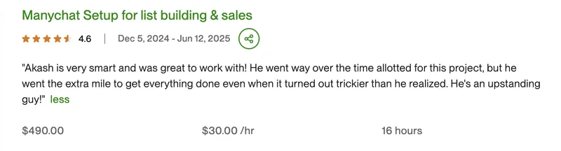 ManyChat Setup for list building & sales - 4.6 rating